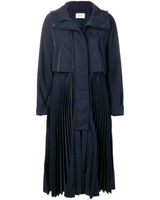 Sportmax Blue Pleated Trench Coat