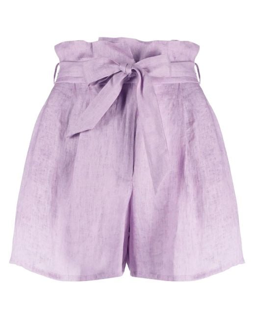 Emporio Armani Shorts Met Paperbag Taille in het Purple