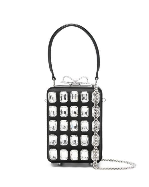 Self-Portrait White Micro Crystal-Embellished Tote Bag