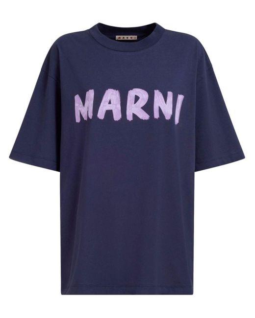 Marni Black T-Shirt mit Logo-Print