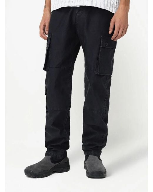 John Elliott Blue Side Cargo-Pocket Detail Trousers for men