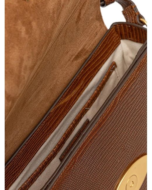 Sessun Brown Diviluz Lizard-Effect Leather Shoulder Bag