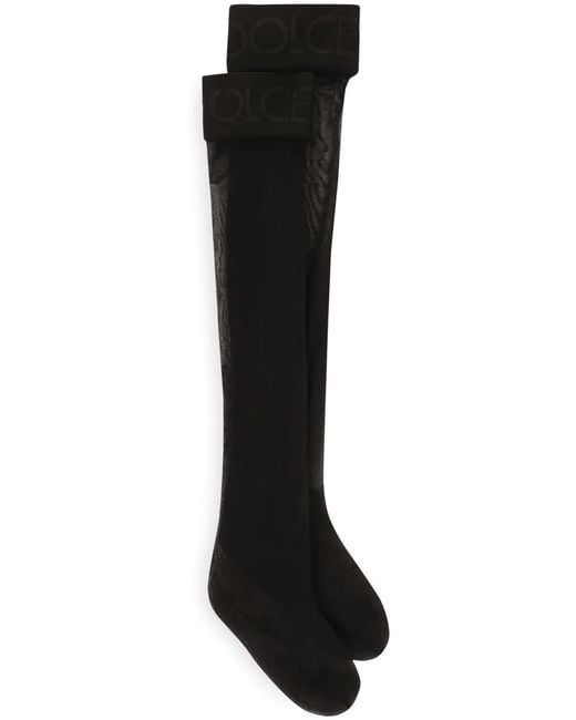 Dolce & Gabbana Black Logo Thigh-Highs