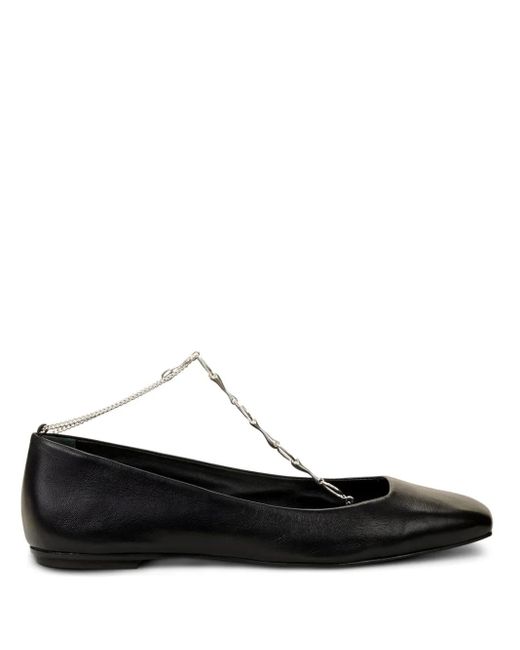 Cult Gaia Black Chain-Link Ankle Strap Ballerina Flats