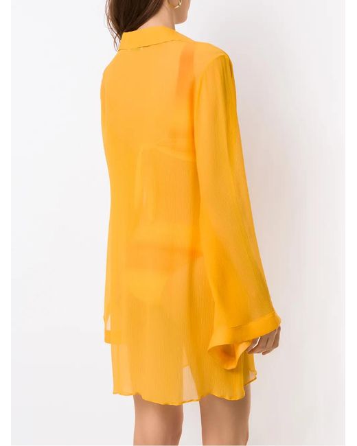 Amir Slama Yellow Tie-Front Silk Beach Cover-Up