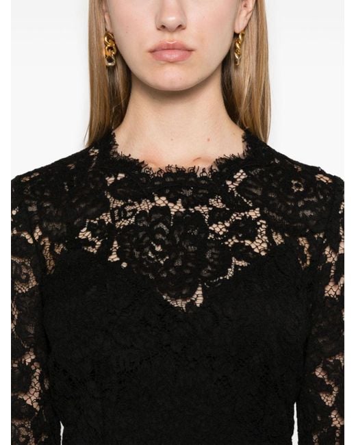 Dolce & Gabbana Black Lace Midi Dress