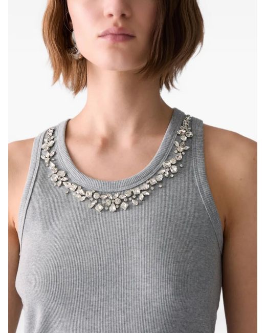 Liu Jo Gray T-Shirt With Jewel Decoration