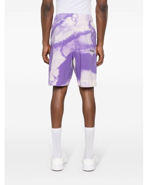 Stone Island Purple Loose Wide Leg Printed Shorts for men