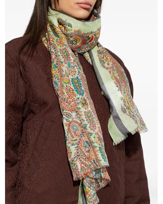 Etro Natural Paisley-Pattern Scarves