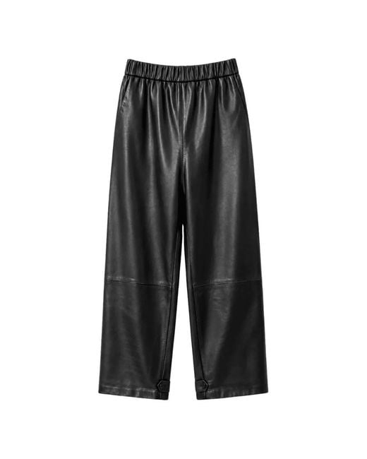 Dusan Black Nappa Leather Carrot Trousers