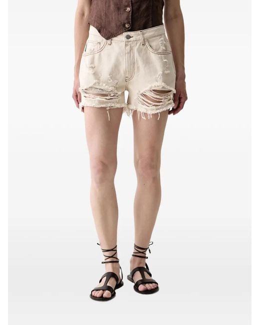 Haveone Natural Distressed Frayed Shorts