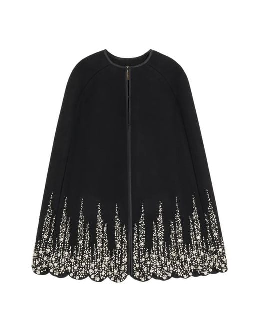 Valentino Garavani Black Embroidered Compact Drap Cape