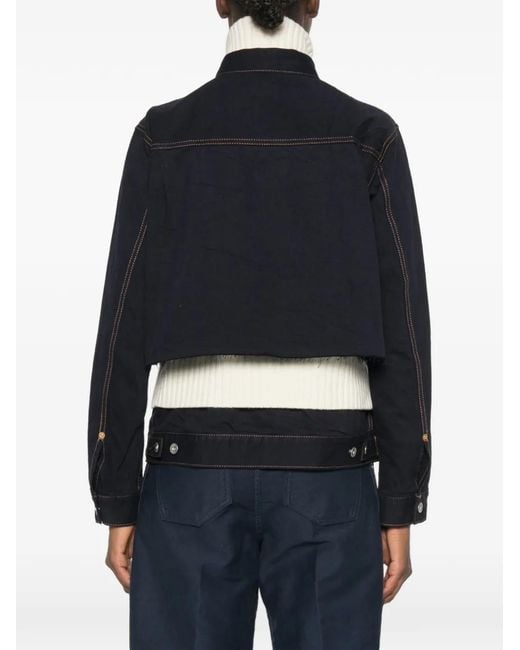 Sacai Black Layered-Design Raw-Cut Jacket