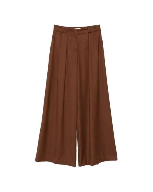Ermanno Scervino Brown Pleated Wide-Leg Trousers