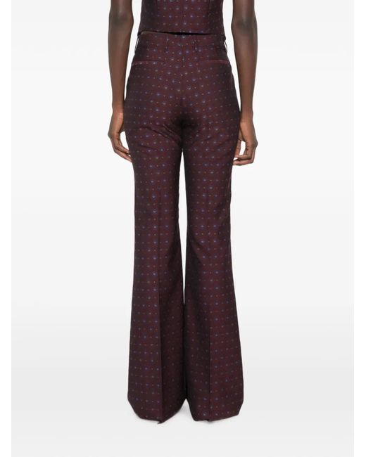 Etro Purple Floral-Print Jacquard-Woven Trousers