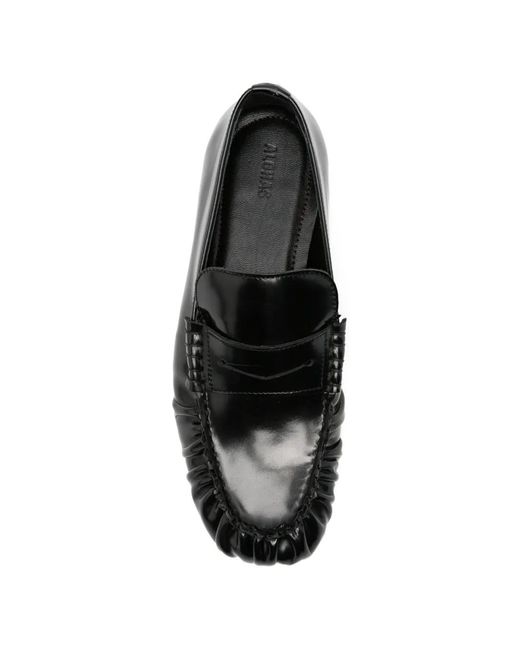 Alohas Black Aven Ruched Penny Loafers