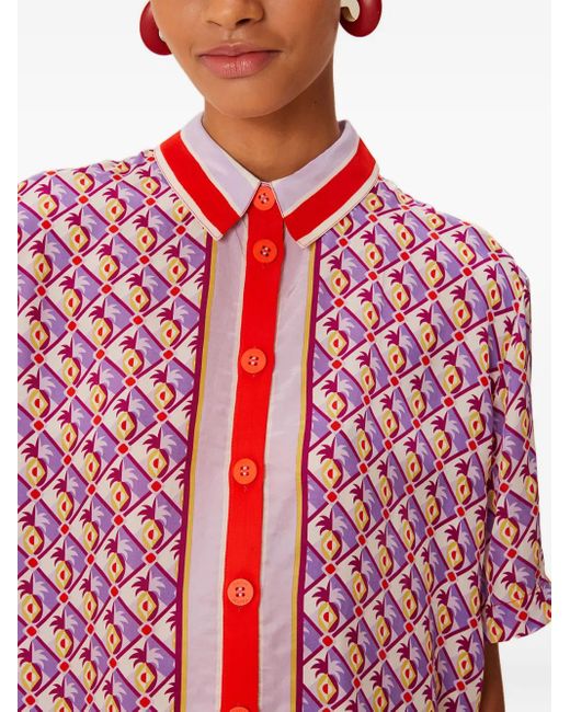 Farm Rio Red Graphic-Pineapple Buttoned Shirt