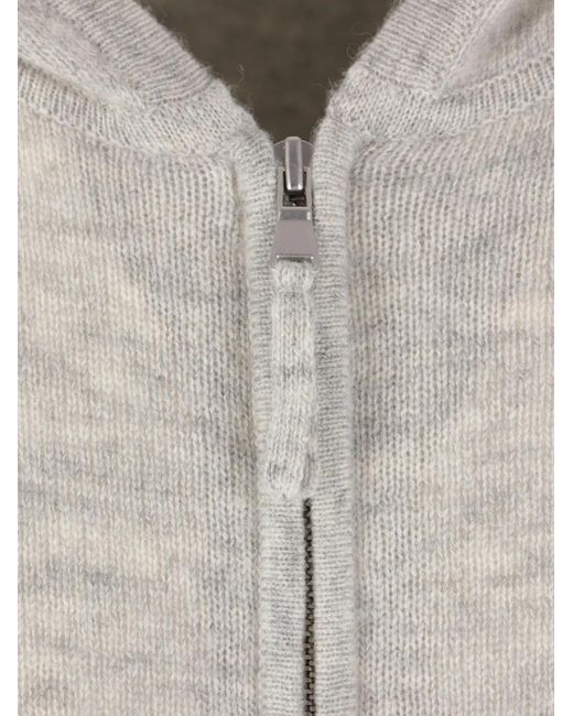 Allude Gray Zip-Fastening Hoodie