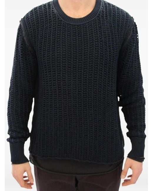 Dolce & Gabbana Black Netted Textured-Knit Sweater for men