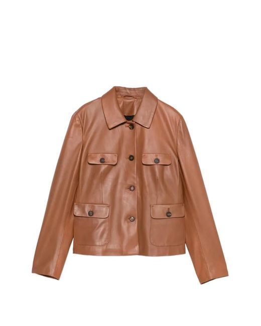 Tagliatore Brown Buttoned Chest-Pocket Jacket