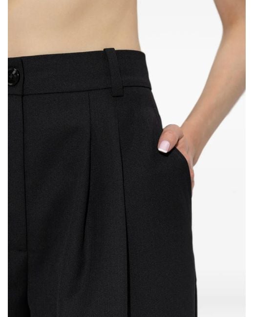 Anine Bing Black Brice Pleated Cropped Trousers
