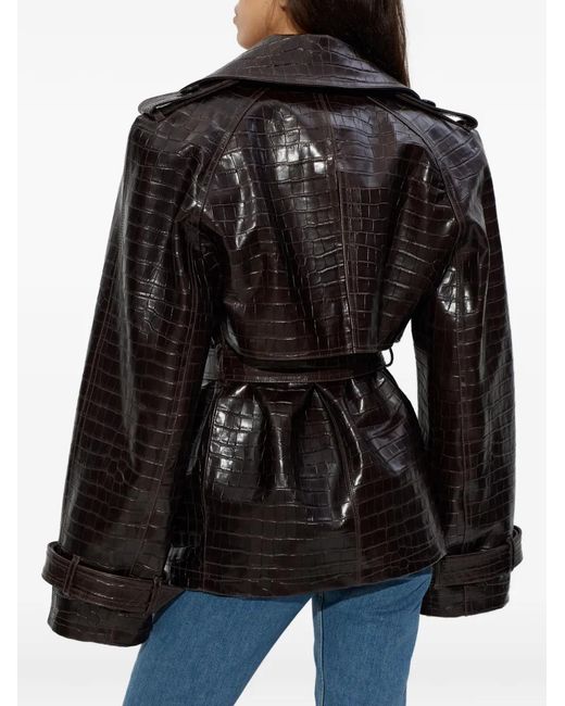 The Attico Black Belted Leather Jacket
