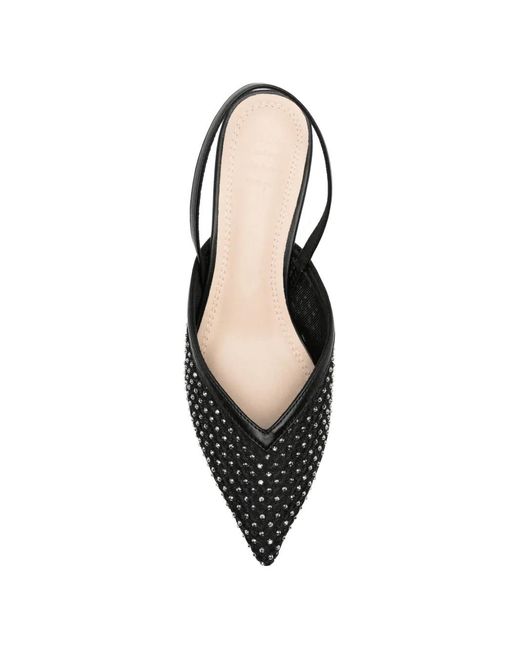 Twentyfourhaitch Black Secret Crystal-Embellished Slingback Pumps