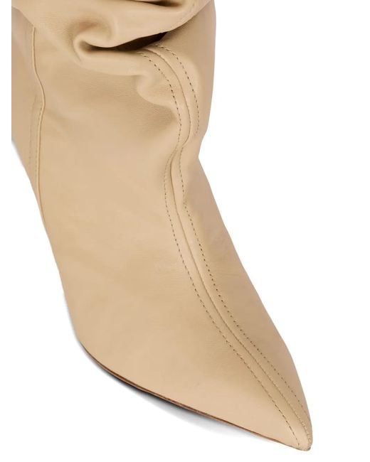 Balmain White Ruched Smooth Leather Ankle Boots