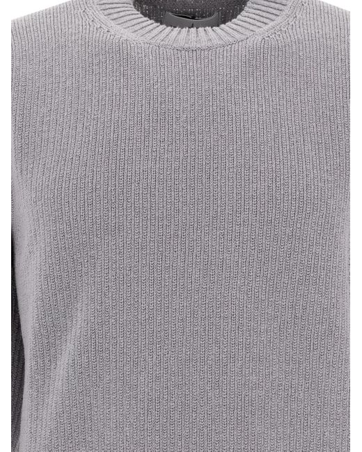 Stone Island Gray Ribbed Crew-Neck Sweater for men