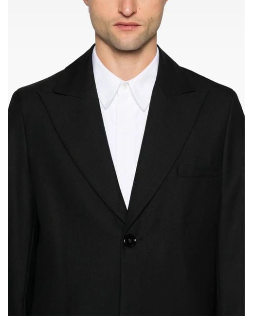 Séfr Black Interlock Twill Weave Blazer With Peak Lapels for men