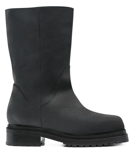 Eckhaus Latta Black Square-toe 45mm Leather Boots for men