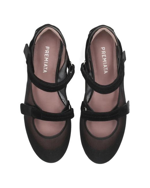 Premiata Black Mary Janes Strap Ballet Flats