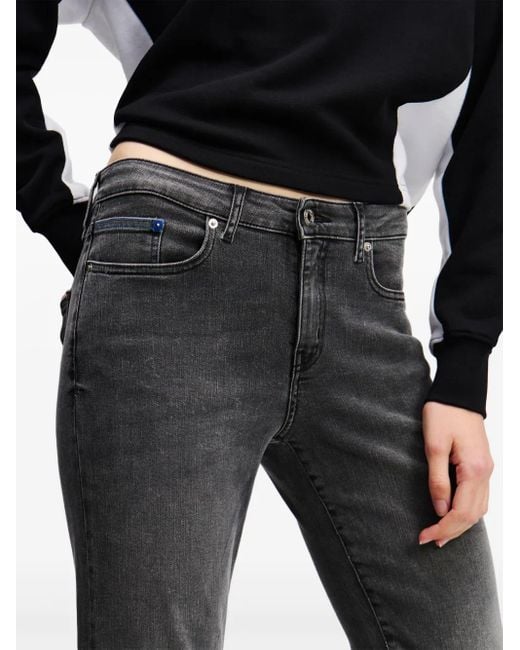 Karl Lagerfeld Gray Halbhohe Slim-Fit-Jeans