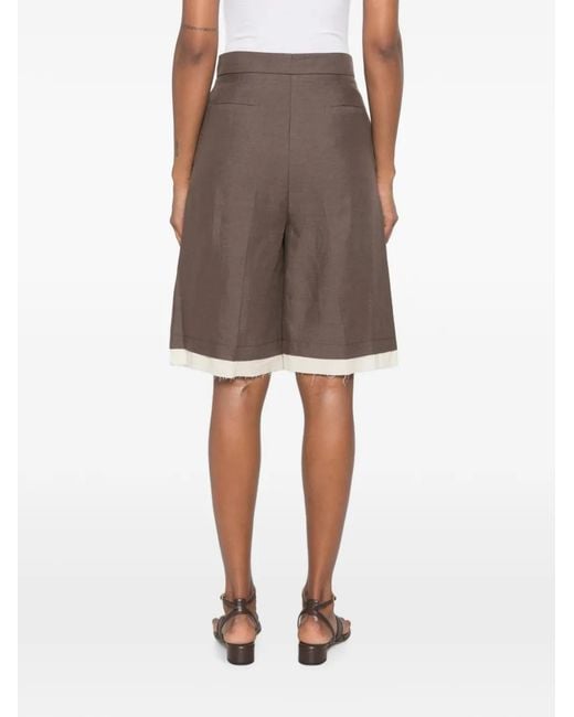 ViCOLO Brown Pleated Shorts