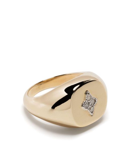 Pascale Monvoisin Natural 9kt Yellow Gold Louise Diamond Signet Ring