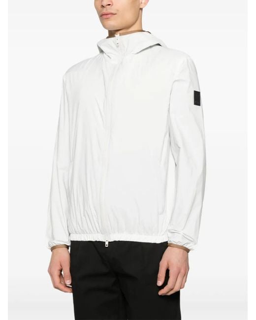 Fay White Logo-Patch Windbreaker for men