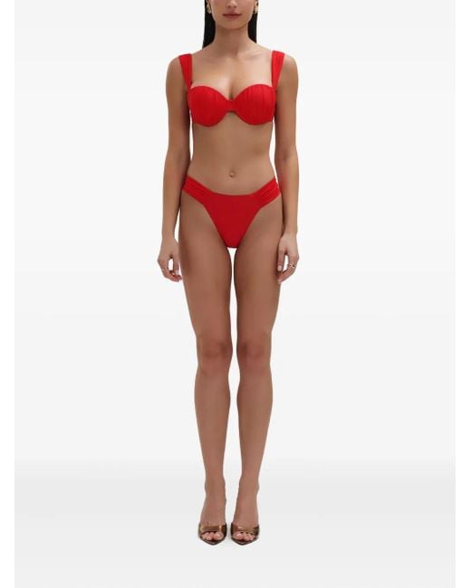 Noire Swimwear Red Ruched Balconette Bikini
