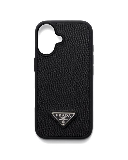 Prada Black Saffiano-Leather Iphone 17 Case
