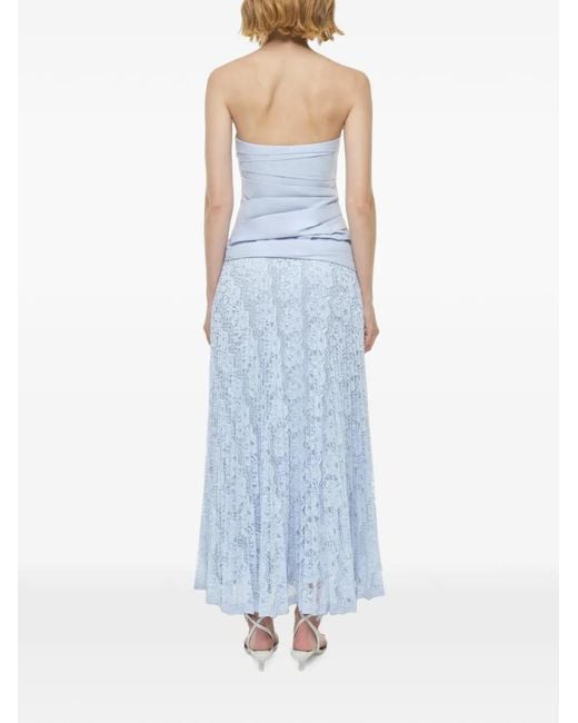 Jonathan Simkhai Blue Annalise Lace-Panelled Strapless Maxi Dress