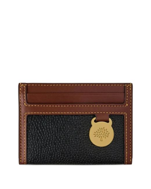 Mulberry Brown Logo-Charm Colour-Block Cardholder