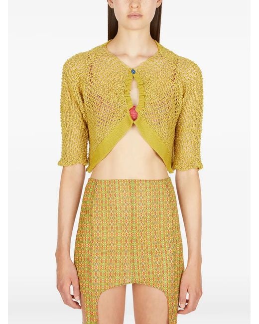 Louise Lyngh Bjerregaard Yellow Button Open Knit Knitwear