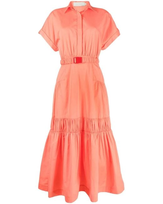 Silvia Tcherassi Pink Kareli Belted-Waist Shirt Dress
