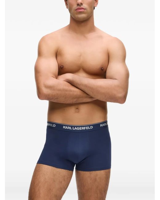 Karl Lagerfeld Blue Logo-Waistband Boxers (Set Of Three) for men