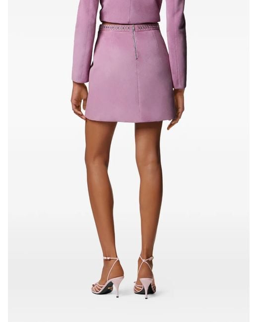 Versace Pink Embellished Suede Mini Skirt