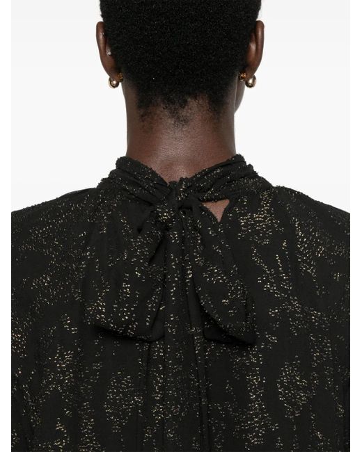 Nissa Black Glitter-Detail Maxi Dress