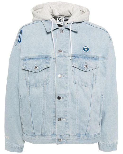 Aape By A Bathing Ape Blue Logo-Patch Hooded Jacket for men