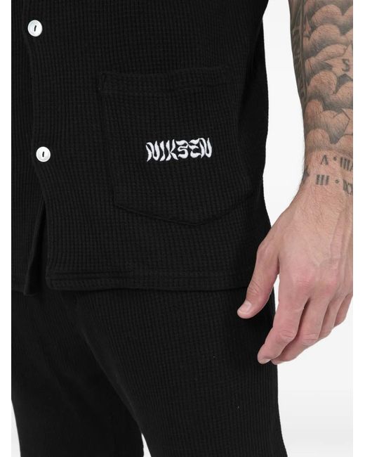 Nikben Black Short-Sleeve Textured Shirt for men