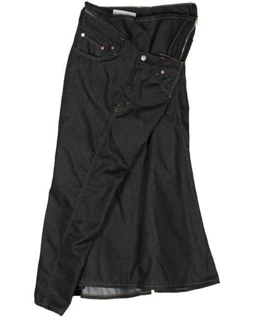 Jupe longue en jean à design asymétrique Junya Watanabe en coloris Black