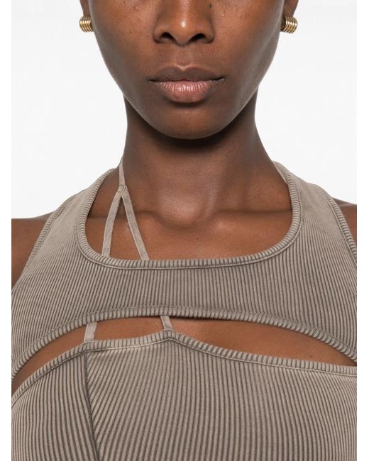 OTTOLINGER Gray Cut-Out Ribbed Top