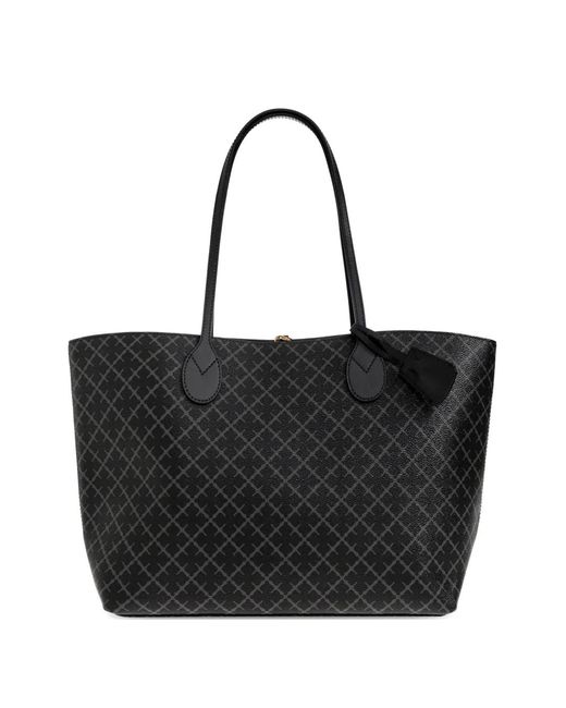 By Malene Birger Black Medium Abi Monogram-Print Tote Bag